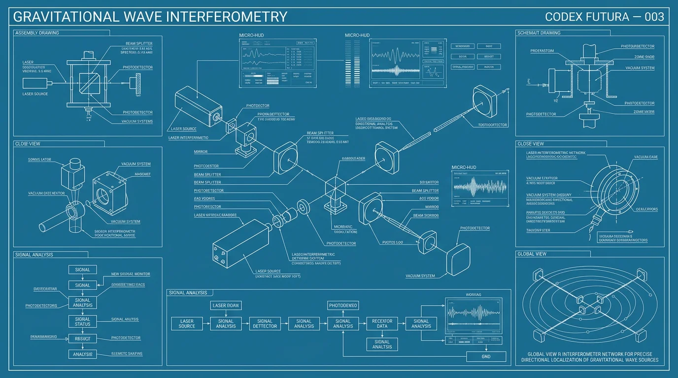 Blueprint engineering schematic for Gravitational Wave Interferometric Computation.