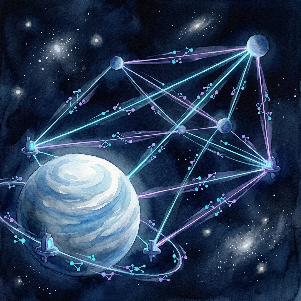 Artistic visualization for Macroscopic Quantum Entanglement Routing